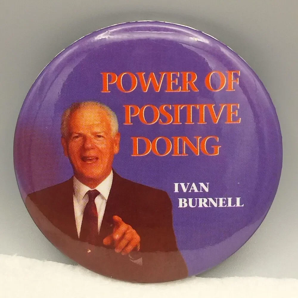 Power Of Positive Doing Ivan Burnell Vintage Pin Button Pinback